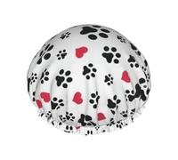 Bonnet de douche pour femme, léger, réutilisable, doux, double couche imperméable, étanche, motif patte de chat, cœur et pattes de chiots.