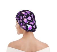 Bonnet de Douche pour Femme Magie gothique sorcière champignons violets