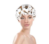 Bonnet de douche pour femme, réutilisable, imperméable, double couche, bande élastique, bonnet de bain pour cheveux longs, berger allemand n° 1009
