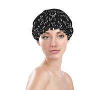 Bonnet de douche pour femme, réutilisable, imperméable, double couche, bande élastique, bonnet de bain pour cheveux longs, bonnet de bain pour cheveux longs « I love math »