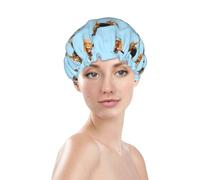 Bonnet de douche pour femme, réutilisable, imperméable, double couche, bande élastique, bonnet de bain pour cheveux longs, berger allemand n° 1015
