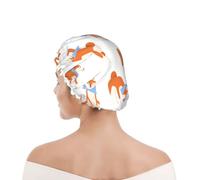 Bonnet de douche pour femmes et hommes UK réutilisable imperméable avec élastique imprimé Adorable Akita Inu