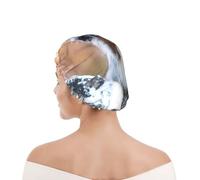 Bonnet de douche pour femmes et hommes UK réutilisable imperméable avec élastique imprimé Berger Australien Neige Hiver Beaux Chiens