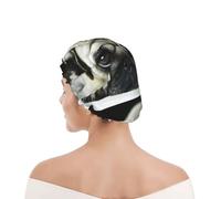 Bonnet de douche pour femmes et hommes UK réutilisable imperméable avec élastique imprimé Carlin Chiens tristes Chiens Carlin triste Animaux de compagnie Carlin