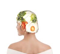 Bonnet de douche pour femmes et hommes UK réutilisable imperméable avec élastique imprimé Carottes dessinées à la main à l'aquarelle