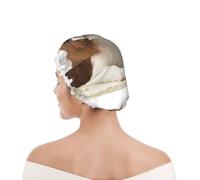 Bonnet de douche pour femmes et hommes UK réutilisable imperméable avec élastique imprimé Cavalier King Charles Spaniel Épagneul brun