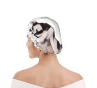 Bonnet de douche pour femmes et hommes UK réutilisable imperméable avec élastique imprimé Chiens Husky imprimés