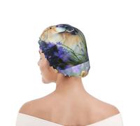Bonnet de douche pour femmes et hommes UK réutilisable imperméable avec élastique imprimé Chow-Chow Doux Duveteux Brun Chiens Violet Sauvage