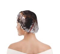 Bonnet de douche pour femmes et hommes UK réutilisable imperméable avec élastique imprimé Cocker Spaniel anglais, chiens bouclés blancs brunâtres
