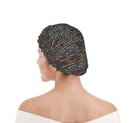 Bonnet de douche pour femmes et hommes UK réutilisable imperméable avec élastique imprimé Code de programmation du programmeur