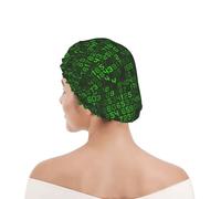 Bonnet de douche pour femmes et hommes UK réutilisable imperméable avec élastique imprimé Code informatique décimal vert du programmeur