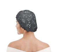 Bonnet de douche pour femmes et hommes UK réutilisable imperméable avec élastique imprimé Dessin scientifique manuscrit imprimé