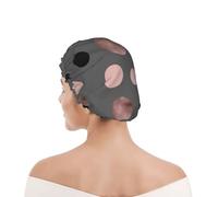 Bonnet de douche pour femmes et hommes UK réutilisable imperméable avec élastique imprimé Élégants faux cercles roses et noirs