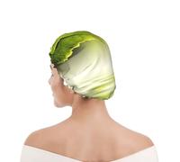 Bonnet de douche pour femmes et hommes UK réutilisable imperméable avec élastique imprimé Feuille verte se reflétant dans l'eau de la rivière