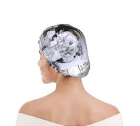 Bonnet de douche pour femmes et hommes UK réutilisable imperméable avec élastique imprimé Fond d'écran Sheltie d'hiver