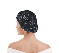 Bonnet de douche pour femmes et hommes UK réutilisable imperméable avec élastique imprimé Formules mathématiques sans couture avec formes géométriques