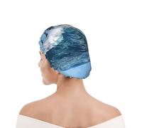 Bonnet de douche pour femmes et hommes UK réutilisable imperméable avec élastique imprimé Grand dauphin commun
