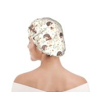 Bonnet de douche pour femmes et hommes UK réutilisable imperméable avec élastique imprimé Hérisson des prés