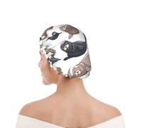 Bonnet de douche pour femmes et hommes UK réutilisable imperméable avec élastique imprimé Illustration de phoques Lion de mer