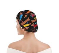 Bonnet de douche pour femmes et hommes UK réutilisable imperméable avec élastique imprimé J'aime mon chien Teckels Imprimer