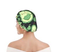 Bonnet de douche pour femmes et hommes UK réutilisable imperméable avec élastique imprimé Joli motif sans couture en forme de cœur d'avocat