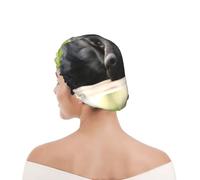 Bonnet de douche pour femmes et hommes UK réutilisable imperméable avec élastique imprimé Labrador noir Camomille Chiens Retriever Noirs