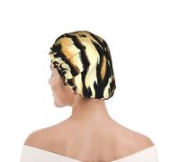 Bonnet de douche pour femmes et hommes UK réutilisable imperméable avec élastique imprimé Léopard Lion Peau de Tigre Fourrure Bringée