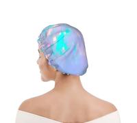 Bonnet de douche pour femmes et hommes UK réutilisable imperméable avec élastique imprimé Paillettes roses
