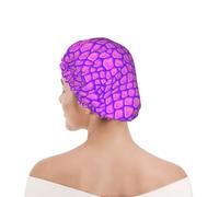 Bonnet de douche pour femmes et hommes UK réutilisable imperméable avec élastique imprimé Peau d'alligator crocodile rose