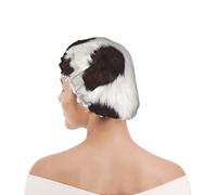 Bonnet de douche pour femmes et hommes UK réutilisable imperméable avec élastique imprimé Peau de vache abstraite Afrique Animal Noir