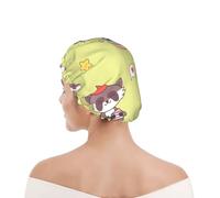 Bonnet de douche pour femmes et hommes UK réutilisable imperméable avec élastique imprimé Raton laveur kawaii mignon