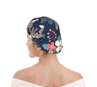Bonnet de douche pour femmes et hommes UK réutilisable imperméable avec élastique imprimé Renard Animal Fleur Mon Et Fille Fils