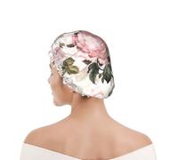 Bonnet de douche pour femmes et hommes UK réutilisable imperméable avec élastique imprimé Roses roses sépia vintage shabby chic