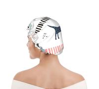 Bonnet de douche pour femmes et hommes UK réutilisable imperméable avec élastique imprimé Teckel bleu marine mignon