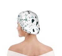 Bonnet de douche pour femmes et hommes UK réutilisable imperméable avec élastique imprimé Terrazzo Marbre Pastel