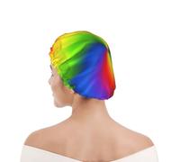 Bonnet de douche pour femmes et hommes UK réutilisable imperméable avec élastique imprimé Tie Dye Arc-en-ciel