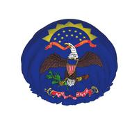 Bonnet de douche pour homme et femme avec motif drapeau du Dakota du Nord - Réutilisable - Léger - Doux - Avec bande élastique