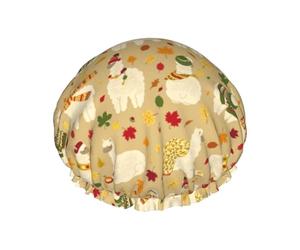 Bonnet de douche pour la douche - Bonnet de douche d'automne avec feuilles tombées en alpaga - Grand bonnet de douche réutilisable et imperméable pour femme - Bonnet de douche double couche pour femme