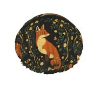 Bonnet de douche Pretty Fox et Flower, double couche, réutilisable, imperméable, confortable et élégant