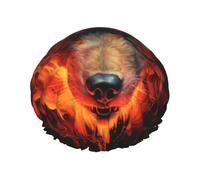 Bonnet de douche Red Wolf and Fire L avec tissu imperméable double couche, adapté pour le bain et les soins de la peau