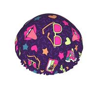 Bonnet de douche rétro années 80 90 vintage bonnets de douche réutilisables pour femmes cheveux longs double couche imperméable bain douche chapeau protecteur de cheveux pour filles femmes 1 paquet