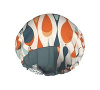 Bonnet de douche rétro moderne du milieu du siècle pour homme et femme, réglable, réutilisable, double couche, imperméable, doublure EVA, bande élastique pour toutes les longueurs de cheveux