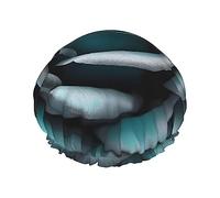 Bonnet de douche réutilisable à double couche avec rose gris sarcelle, grande taille pour toutes les longueurs de cheveux