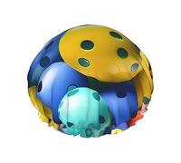 Bonnet de douche réutilisable à motif boules de pickleball, double couche non mouillant, grande taille pour toutes les longueurs de cheveux