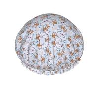 Bonnet de douche réutilisable à motif lama de dessin animé, double couche, bonnet de douche non mouillant, grande taille pour toutes les longueurs de cheveux