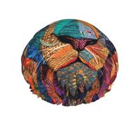 Bonnet de douche réutilisable à tête de lion solennelle colorée - bonnet de douche double couche imperméable, élastique et respectueux de l'environnement pour un usage quotidien