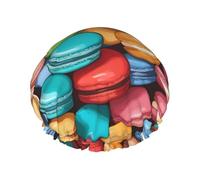 Bonnet de douche réutilisable au goût de macarons pour femme, double couche imperméable à l'eau, un must pour le soin des cheveux
