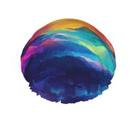 Bonnet de douche réutilisable aurore boréale éblouissante - bonnet de douche double couche imperméable, élastique, respectueux de l'environnement pour un usage quotidien