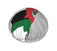 Bonnet de douche réutilisable avec drapeau de l'État de Palestine Carte 03 - Pour homme - Séchage rapide - Cheveux longs et courts - Pour enfants