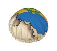 Bonnet de douche réutilisable avec drapeau de position du Rwanda - Grand bonnet de douche pour homme - Séchage rapide - Entretien des cheveux longs et courts - Pour enfants